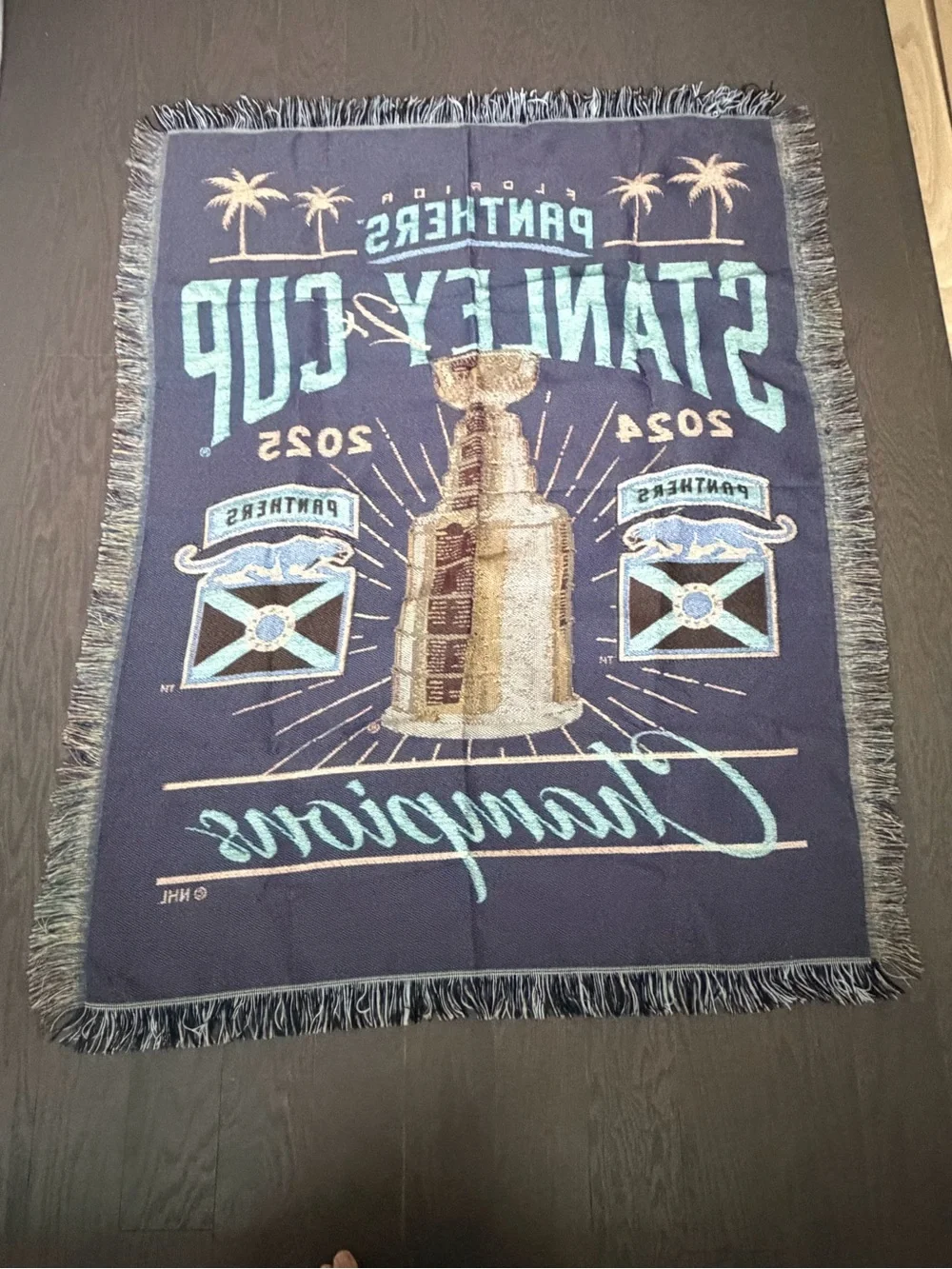 NHL Florida Panthers Stanley Cup Champions Throw Blanket with fringe